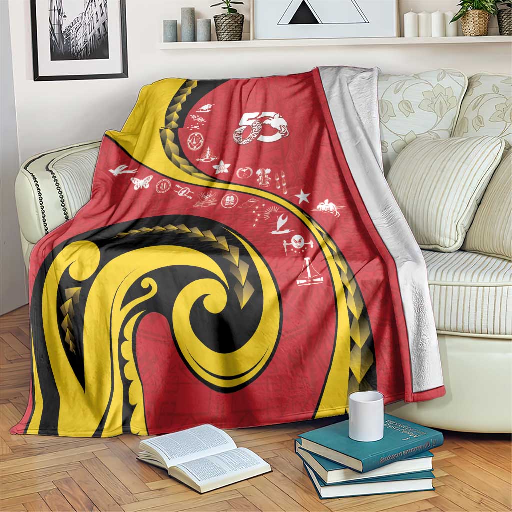Papua New Guinea 50th Independence Anniversary Blanket Special Style Red Version - Polynesian Pride