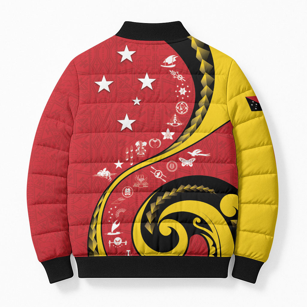 Papua New Guinea Independence Bomber Puffer Jacket Special Style Red Version LT05 - Polynesian Pride