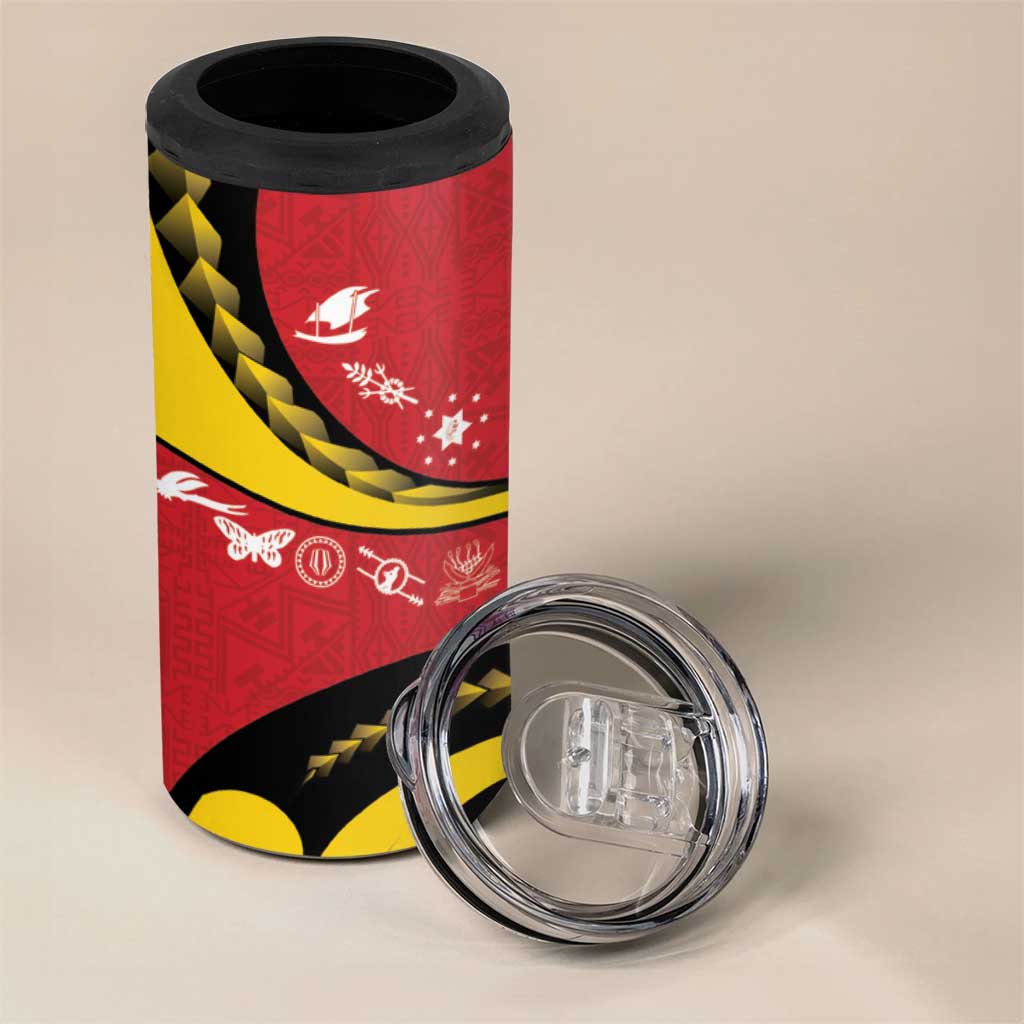 Papua New Guinea 50th Independence Anniversary 4 in 1 Can Cooler Tumbler Special Style Red Version - Polynesian Pride