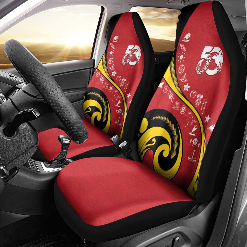 Papua New Guinea 50th Independence Anniversary Car Seat Cover Special Style Red Version - Polynesian Pride