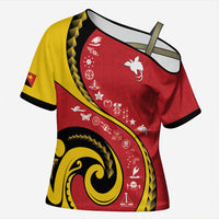 Papua New Guinea Independence Cross Shoulder Shirt Special Style Red Version LT05 Female Red - Polynesian Pride