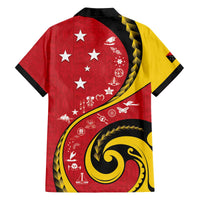 Papua New Guinea 50th Independence Anniversary Family Matching Off The Shoulder Long Sleeve Dress and Hawaiian Shirt Special Style Red Version - Polynesian Pride