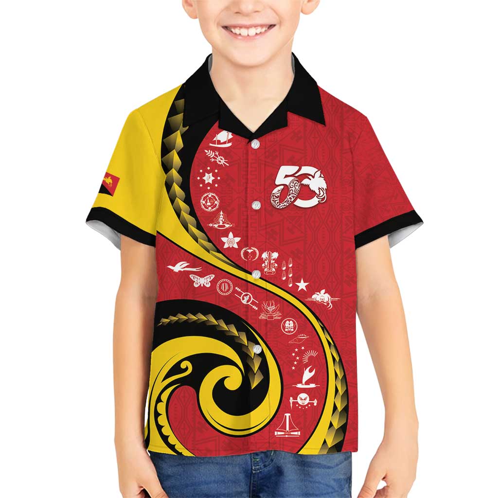 Papua New Guinea 50th Independence Anniversary Family Matching Puletasi and Hawaiian Shirt Special Style Red Version - Polynesian Pride