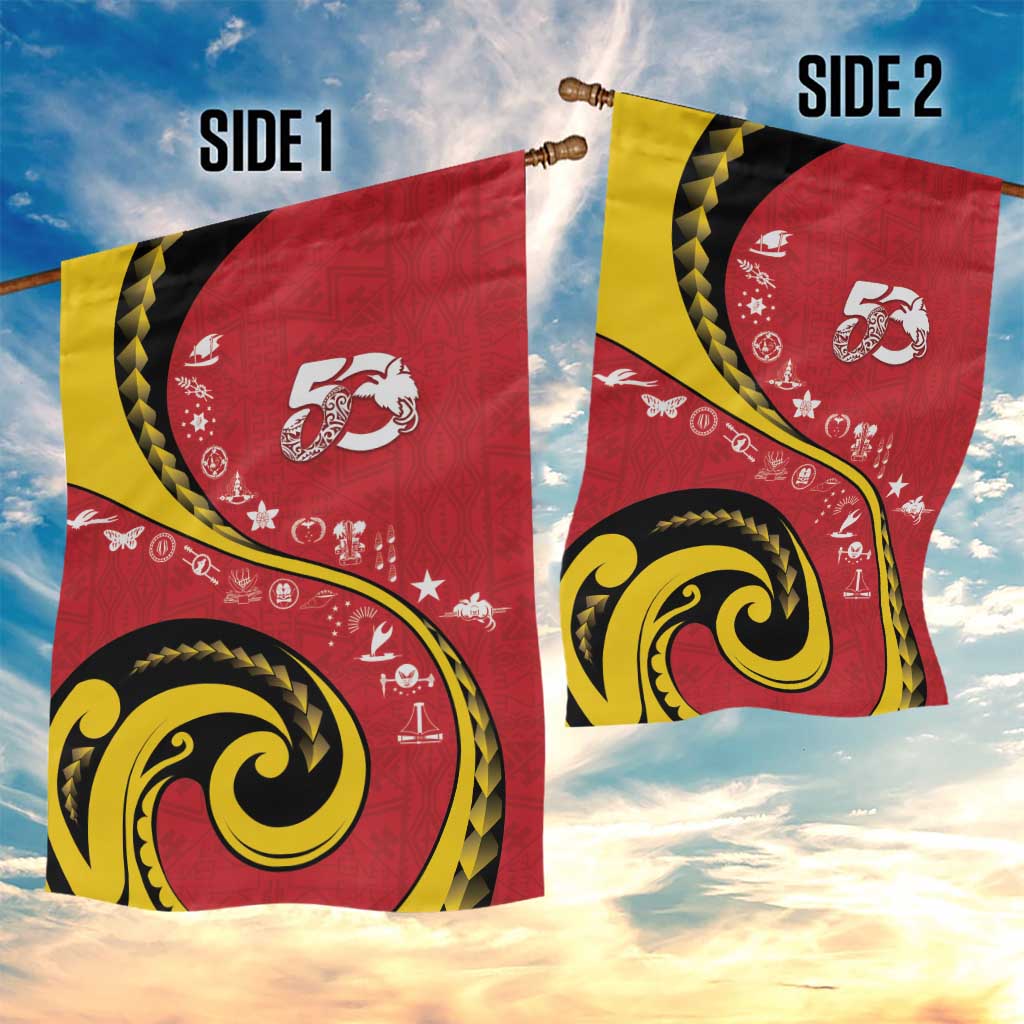 Papua New Guinea 50th Independence Anniversary Garden Flag Special Style Red Version - Polynesian Pride