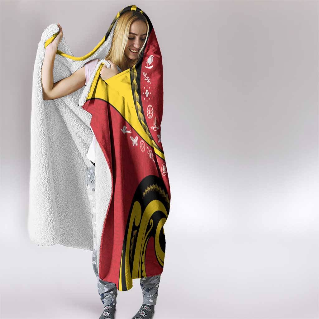 Papua New Guinea 50th Independence Anniversary Hooded Blanket Special Style Red Version - Polynesian Pride