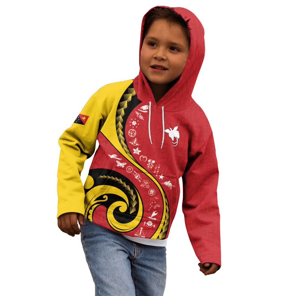 Papua New Guinea Independence Kid Hoodie Special Style Red Version LT05 - Polynesian Pride