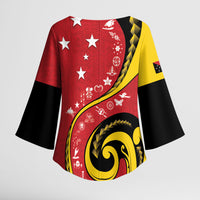 Papua New Guinea Independence Kimono Sleeve Blouse Special Style Red Version LT05 - Polynesian Pride