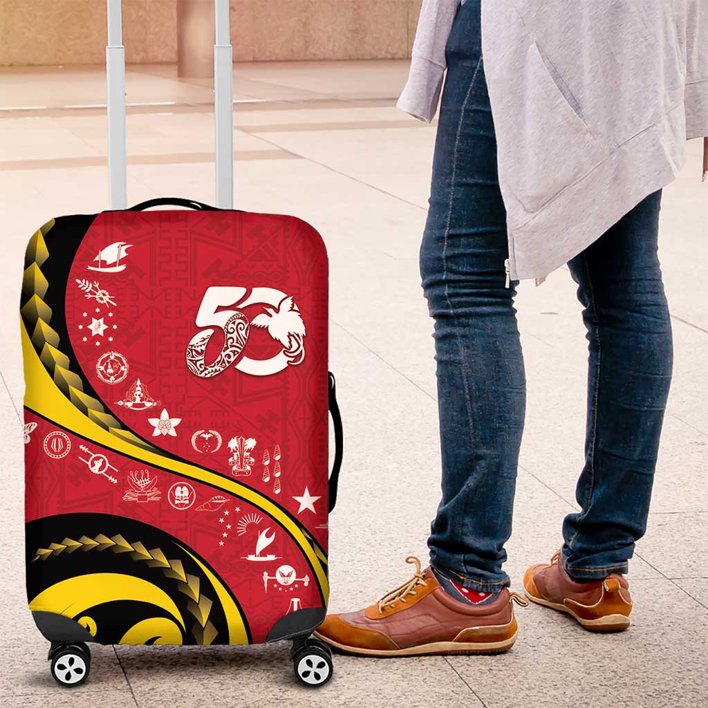 Papua New Guinea 50th Independence Anniversary Luggage Cover Special Style Red Version - Polynesian Pride