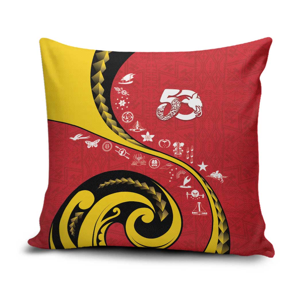 Papua New Guinea 50th Independence Anniversary Pillow Cover Special Style Red Version - Polynesian Pride