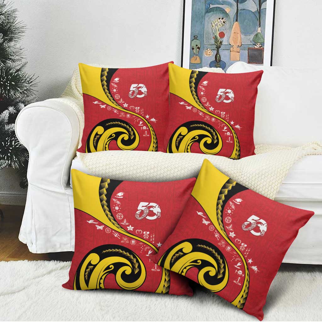 Papua New Guinea 50th Independence Anniversary Pillow Cover Special Style Red Version - Polynesian Pride