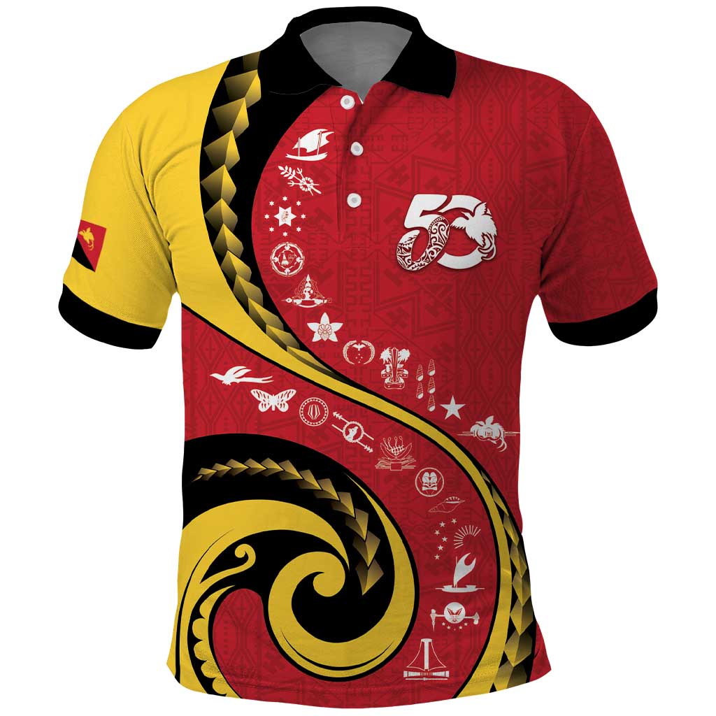 Papua New Guinea 50th Independence Anniversary Polo Shirt Special Style Red Version - Polynesian Pride