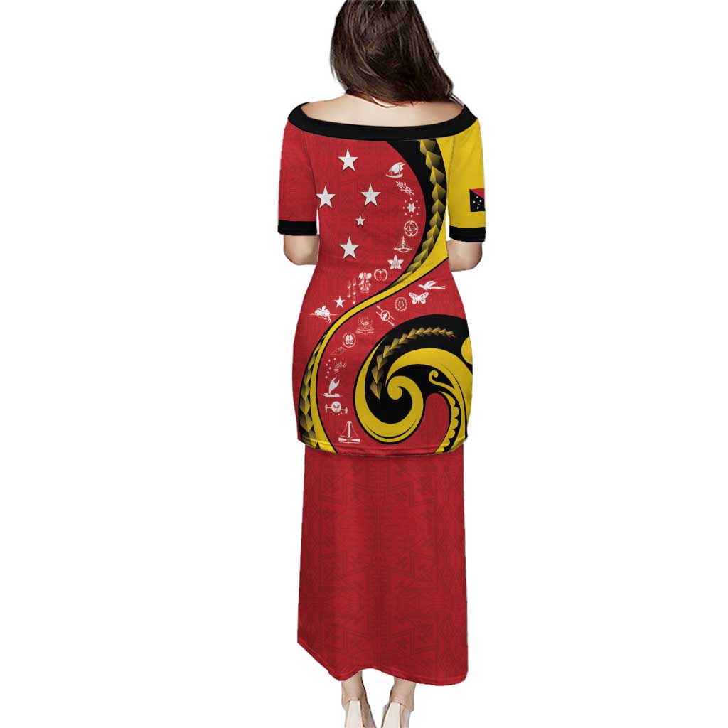 Papua New Guinea 50th Independence Anniversary Puletasi Special Style Red Version - Polynesian Pride