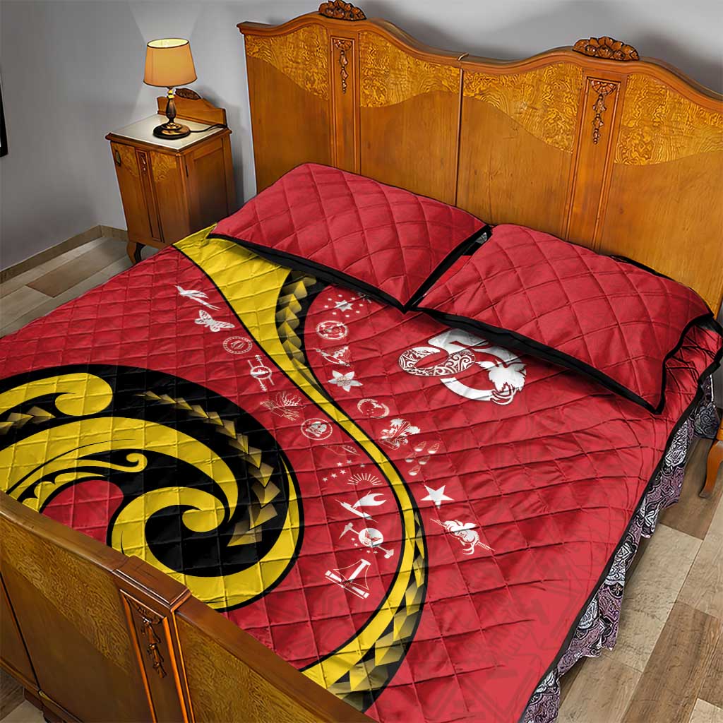 Papua New Guinea 50th Independence Anniversary Quilt Bed Set Special Style Red Version - Polynesian Pride