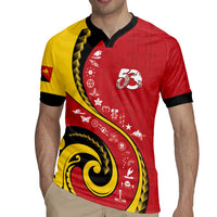Papua New Guinea 50th Independence Anniversary Rugby Jersey Special Style Red Version - Polynesian Pride