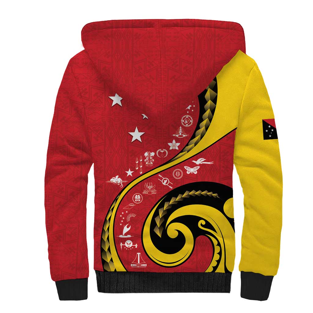 Papua New Guinea 50th Independence Anniversary Sherpa Hoodie Special Style Red Version - Polynesian Pride
