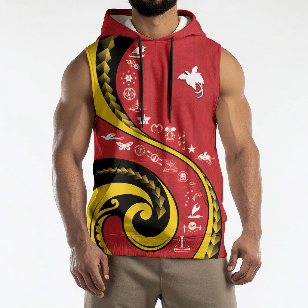 Papua New Guinea Independence Sleeveless Hoodie Special Style Red Version LT05 - Polynesian Pride