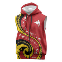 Papua New Guinea Independence Sleeveless Zip Hoodie Special Style Red Version LT05 Red - Polynesian Pride