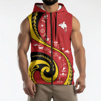 Papua New Guinea Independence Sleeveless Zip Hoodie Special Style Red Version LT05 - Polynesian Pride