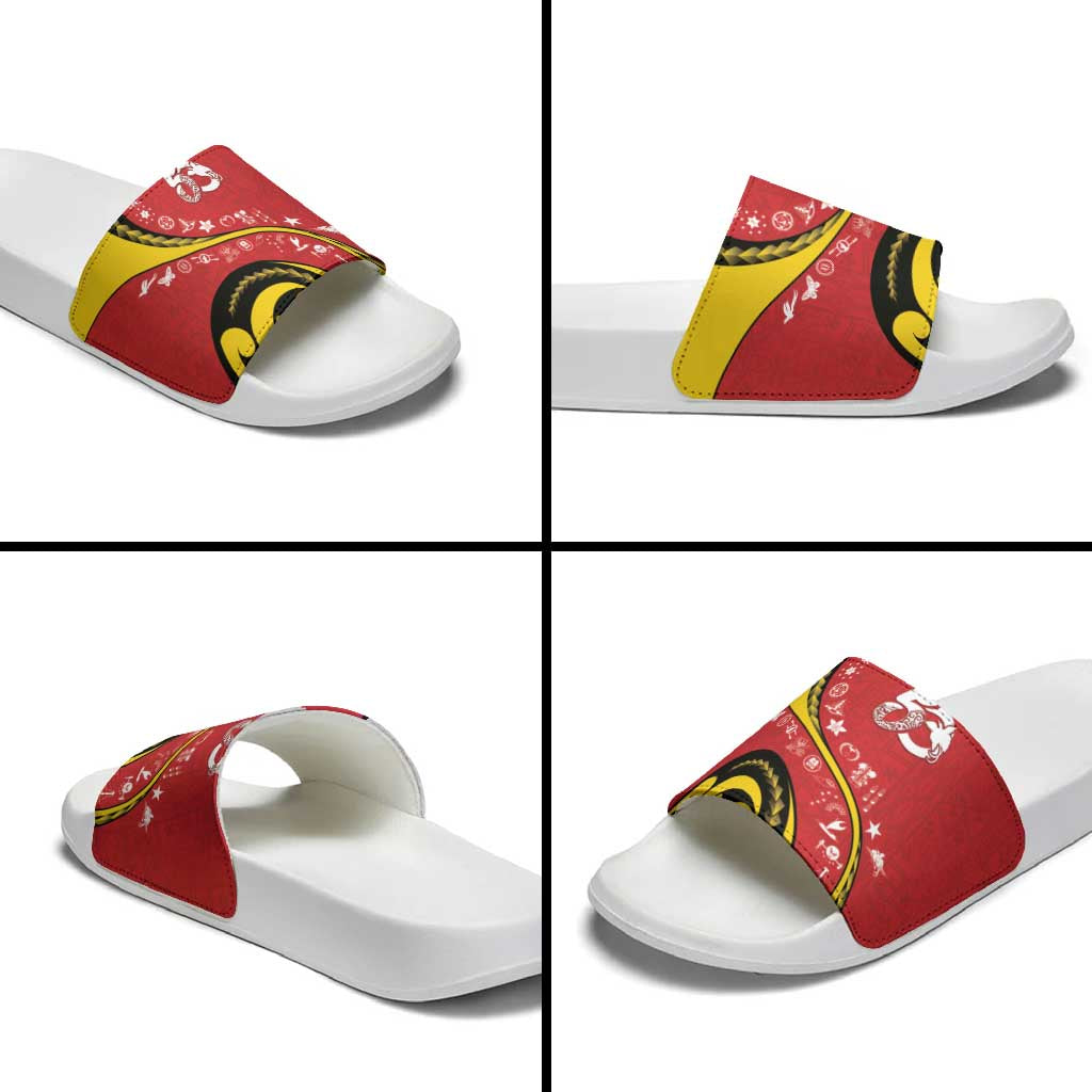 Papua New Guinea 50th Independence Anniversary Slide Sandals Special Style Red Version - Polynesian Pride