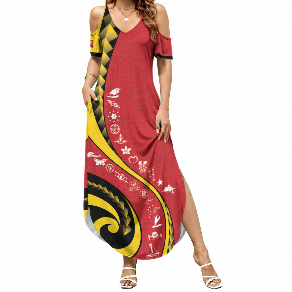 Papua New Guinea Independence Summer Maxi Dress Special Style Red Version LT05 Women Red - Polynesian Pride