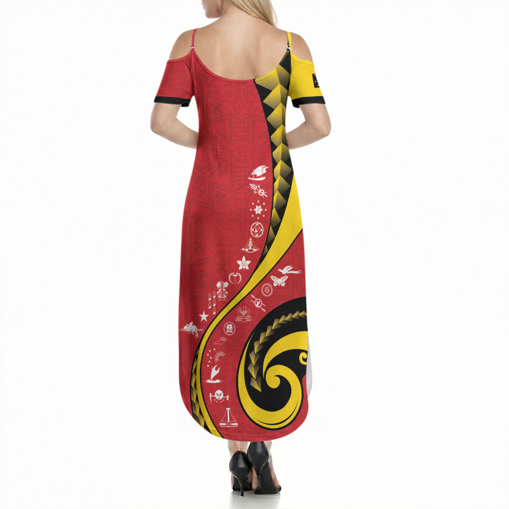 Papua New Guinea Independence Summer Maxi Dress Special Style Red Version LT05 - Polynesian Pride
