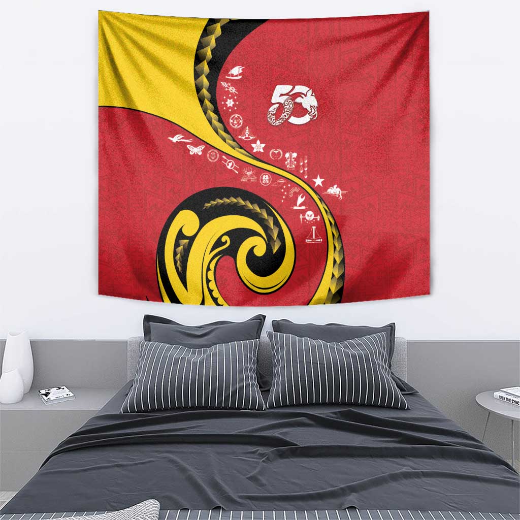 Papua New Guinea 50th Independence Anniversary Tapestry Special Style Red Version - Polynesian Pride