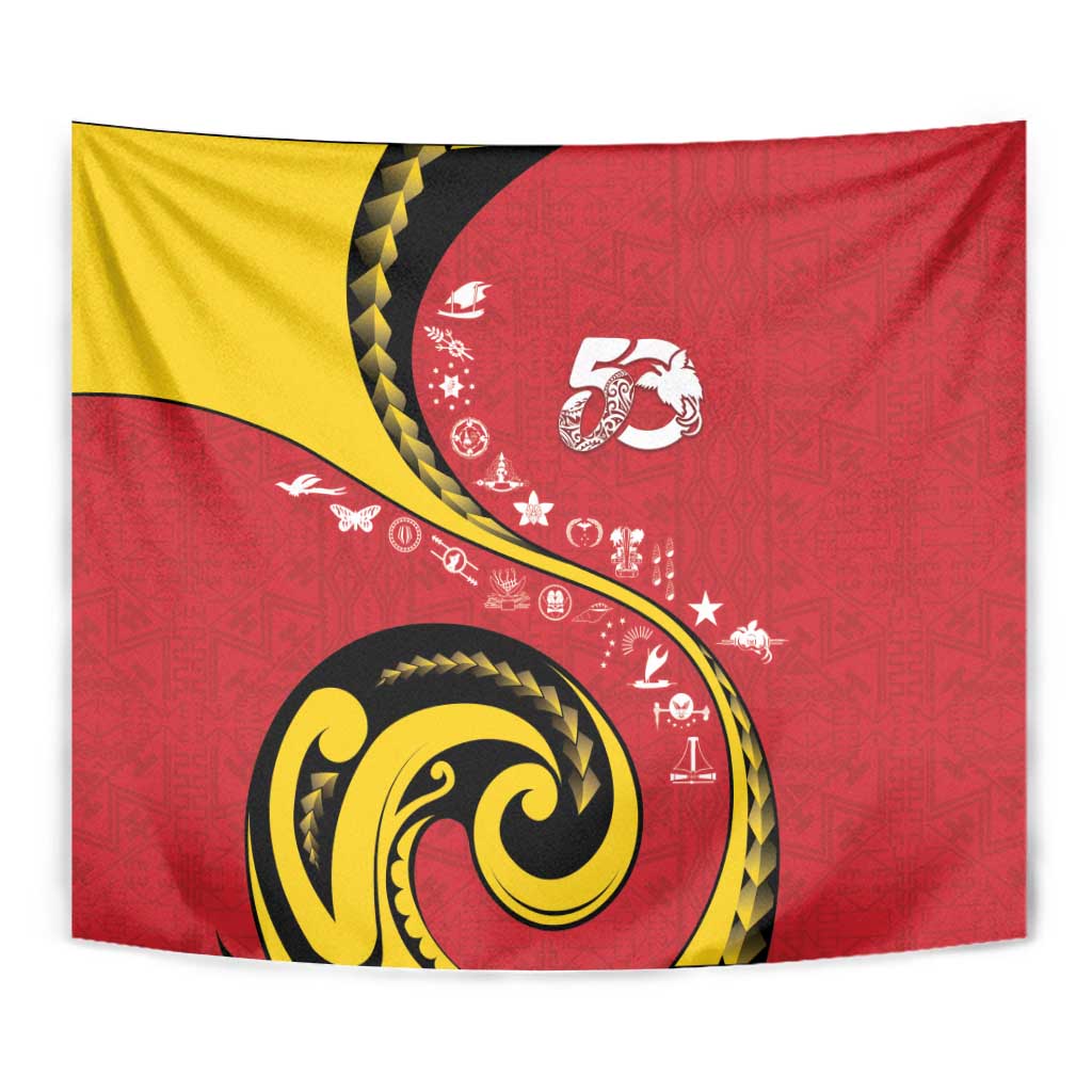 Papua New Guinea 50th Independence Anniversary Tapestry Special Style Red Version - Polynesian Pride