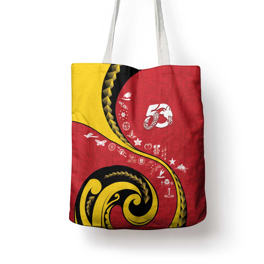 Papua New Guinea 50th Independence Anniversary Tote Bag Special Style Red Version - Polynesian Pride