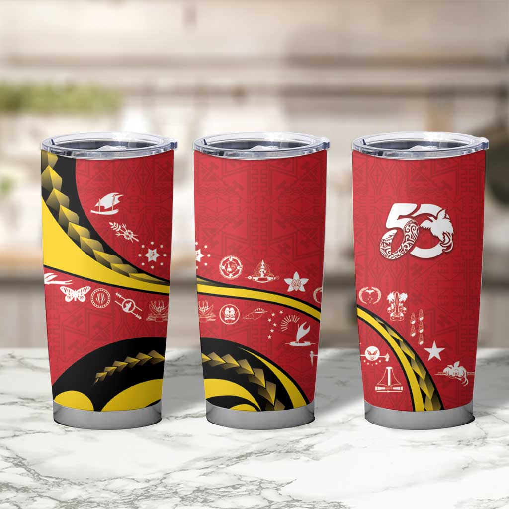 Papua New Guinea 50th Independence Anniversary Tumbler Cup Special Style Red Version - Polynesian Pride