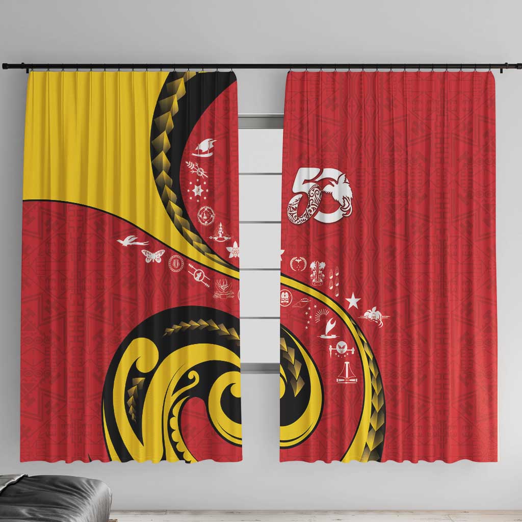 Papua New Guinea 50th Independence Anniversary Window Curtain Special Style Red Version - Polynesian Pride