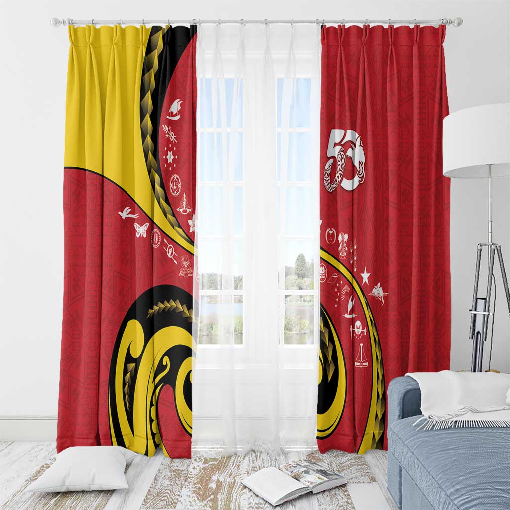 Papua New Guinea 50th Independence Anniversary Window Curtain Special Style Red Version - Polynesian Pride