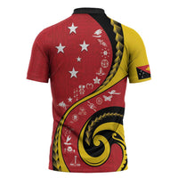 Papua New Guinea 50th Independence Anniversary Zipper Polo Shirt Special Style Red Version - Polynesian Pride