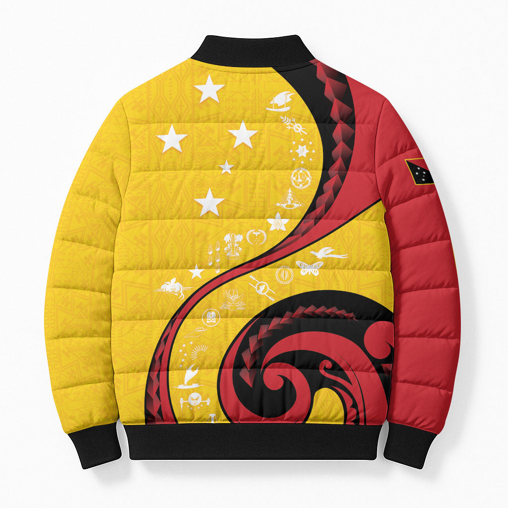 Papua New Guinea Independence Bomber Puffer Jacket Special Style Yellow Version LT05 - Polynesian Pride