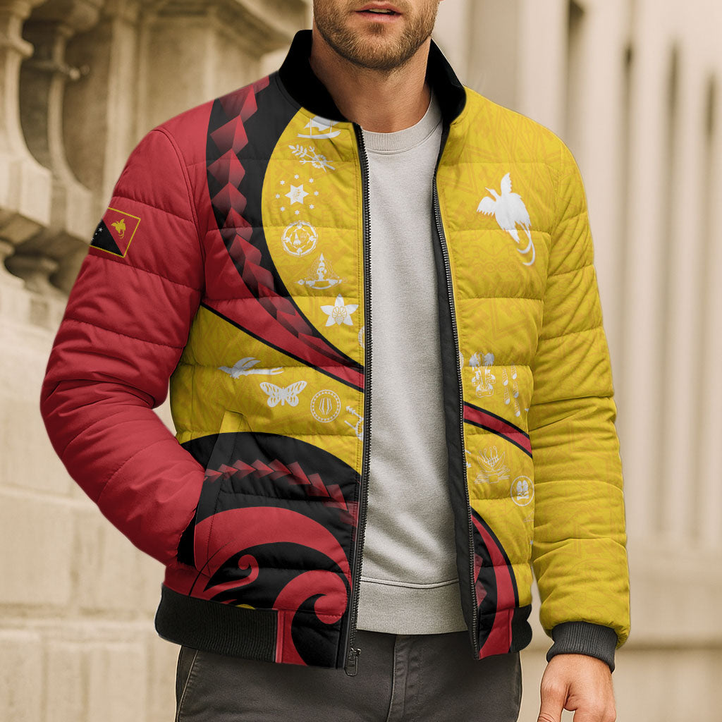 Papua New Guinea Independence Bomber Puffer Jacket Special Style Yellow Version LT05 - Polynesian Pride
