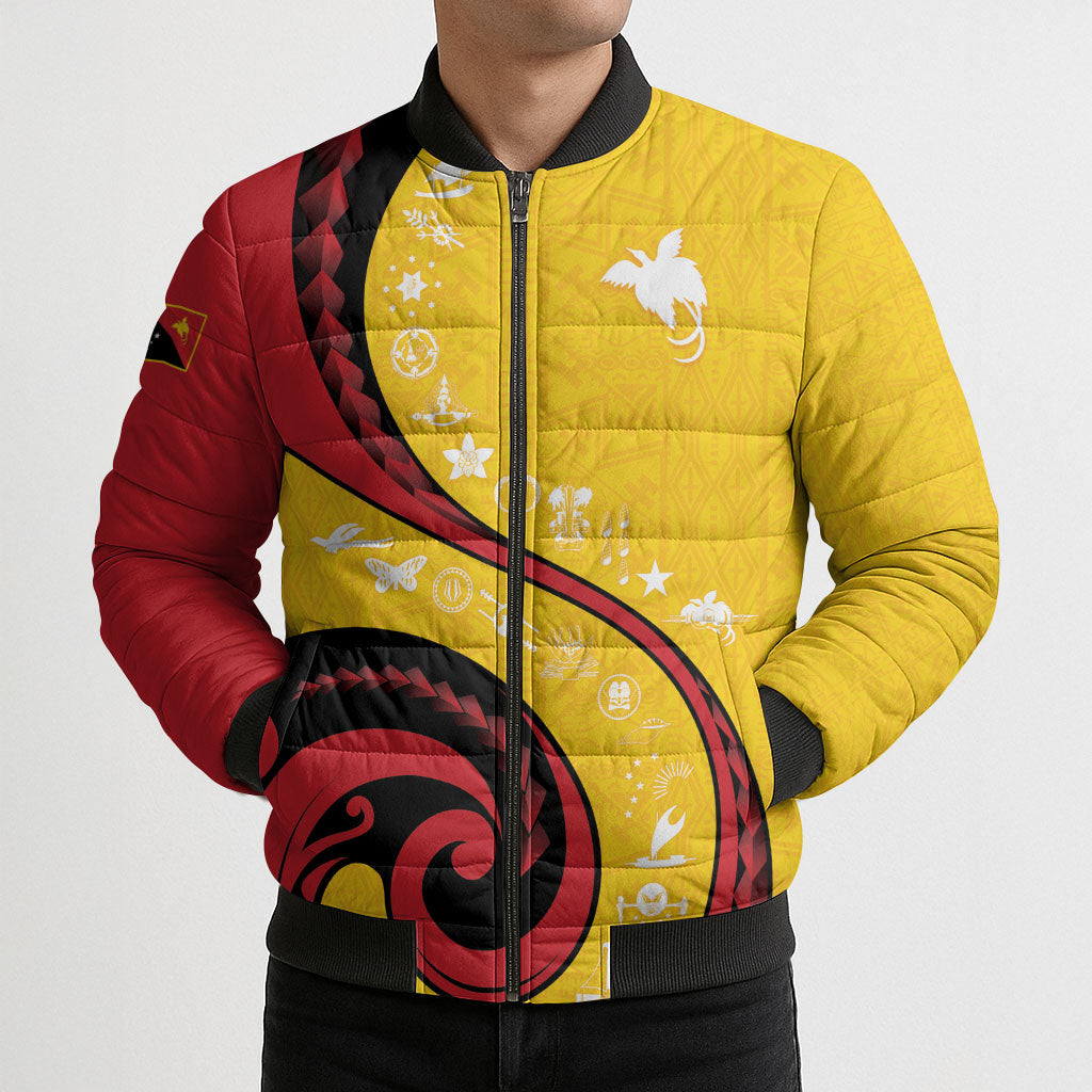 Papua New Guinea Independence Bomber Puffer Jacket Special Style Yellow Version LT05 - Polynesian Pride