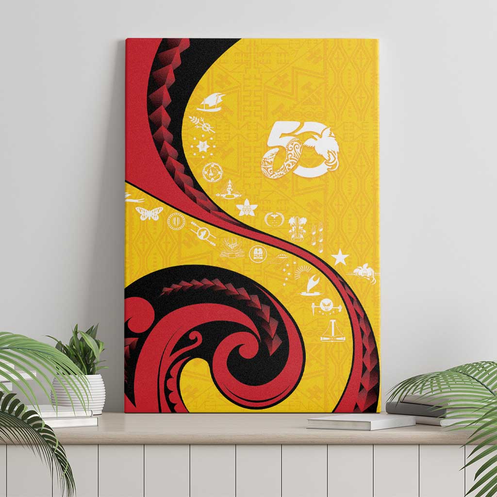 Papua New Guinea 50th Independence Anniversary Canvas Wall Art Special Style Yellow Version - Polynesian Pride