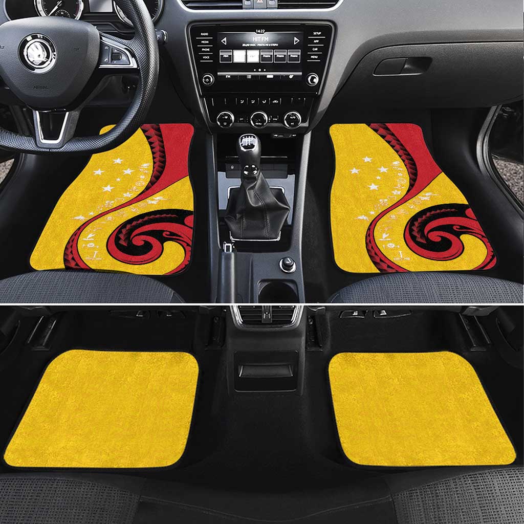 Papua New Guinea 50th Independence Anniversary Car Mats Special Style Yellow Version - Polynesian Pride