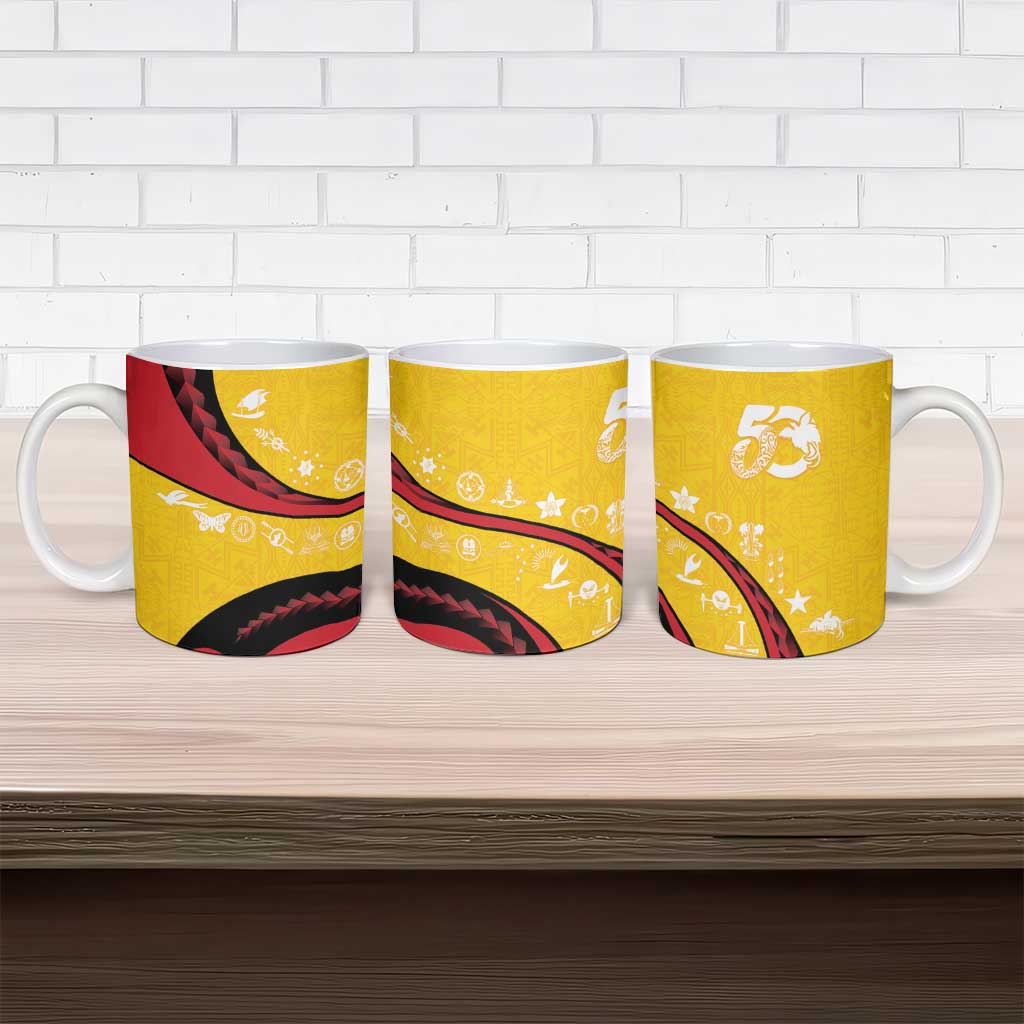 Papua New Guinea 50th Independence Anniversary Ceramic Mug Special Style Yellow Version - Polynesian Pride