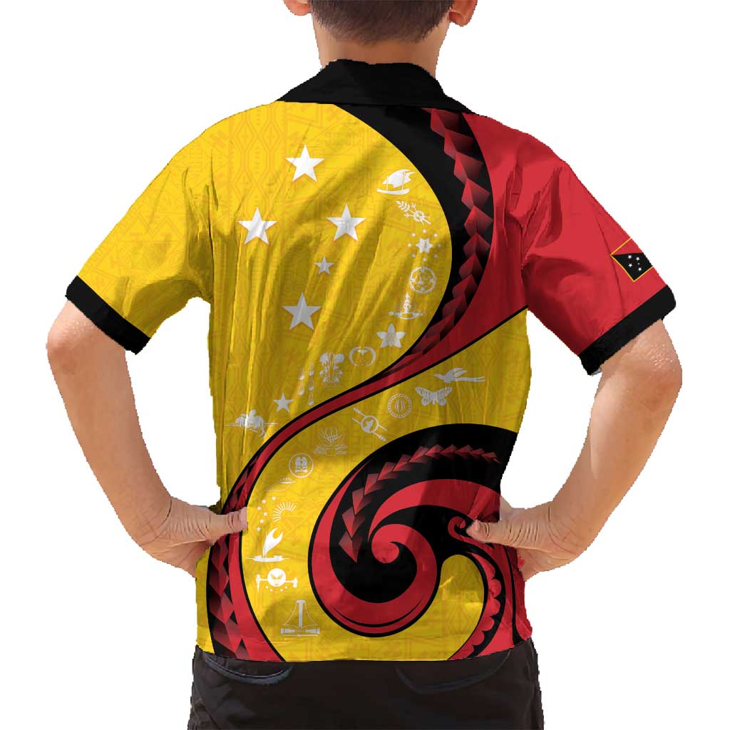 Papua New Guinea 50th Independence Anniversary Family Matching Off Shoulder Maxi Dress and Hawaiian Shirt Special Style Yellow Version - Polynesian Pride