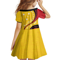 Papua New Guinea 50th Independence Anniversary Family Matching Off Shoulder Short Dress and Hawaiian Shirt Special Style Yellow Version - Polynesian Pride