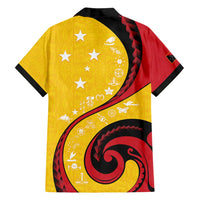 Papua New Guinea 50th Independence Anniversary Family Matching Off Shoulder Short Dress and Hawaiian Shirt Special Style Yellow Version - Polynesian Pride