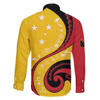 Papua New Guinea 50th Independence Anniversary Family Matching Short Sleeve Bodycon Dress and Hawaiian Shirt Special Style Yellow Version - Polynesian Pride