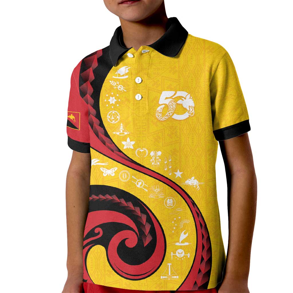 Papua New Guinea 50th Independence Anniversary Kid Polo Shirt Special Style Yellow Version - Polynesian Pride