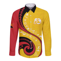 Papua New Guinea 50th Independence Anniversary Long Sleeve Button Shirt Special Style Yellow Version - Polynesian Pride