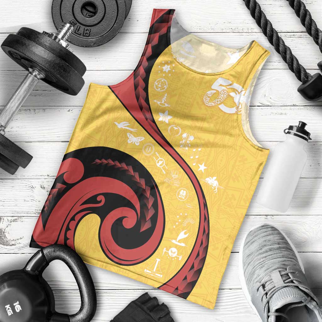 Papua New Guinea 50th Independence Anniversary Men Tank Top Special Style Yellow Version - Polynesian Pride