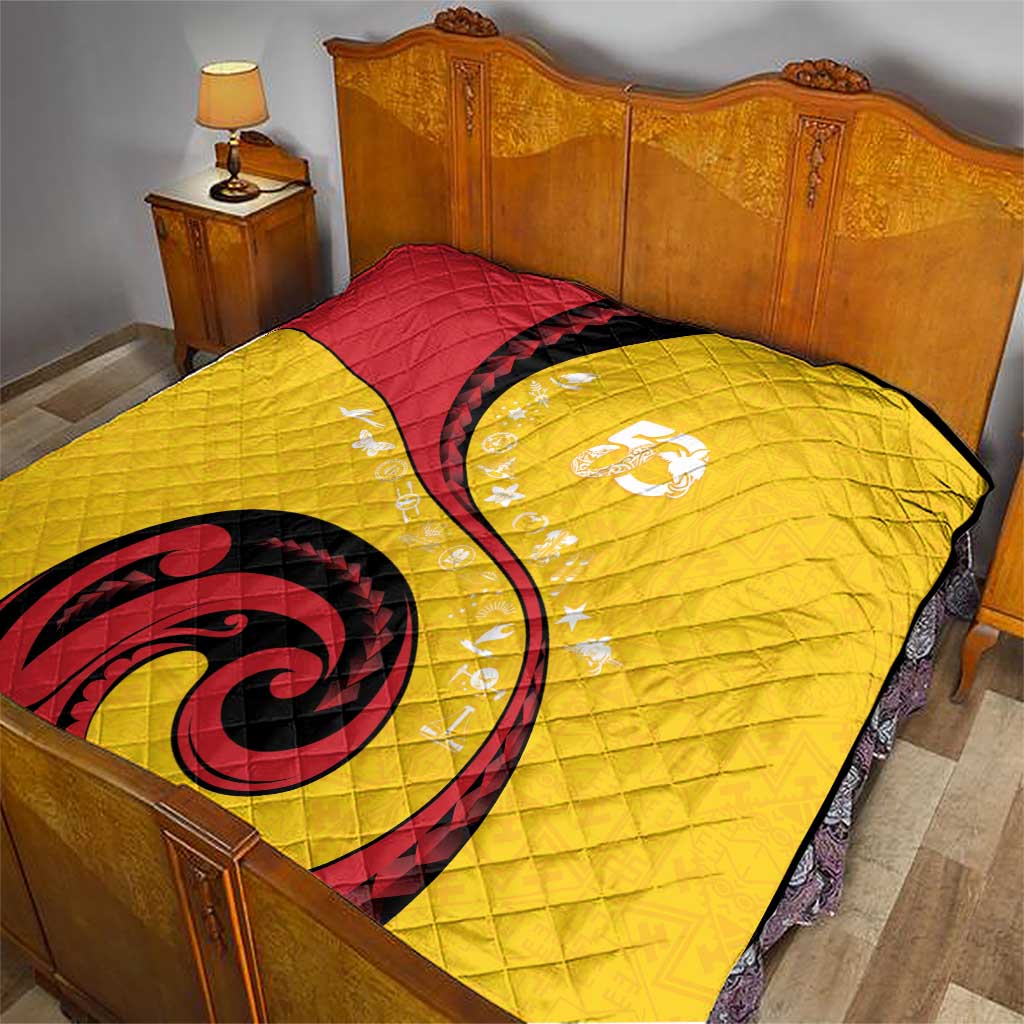 Papua New Guinea 50th Independence Anniversary Quilt Special Style Yellow Version - Polynesian Pride
