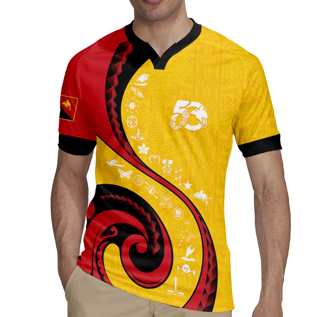 Papua New Guinea 50th Independence Anniversary Rugby Jersey Special Style Yellow Version - Polynesian Pride