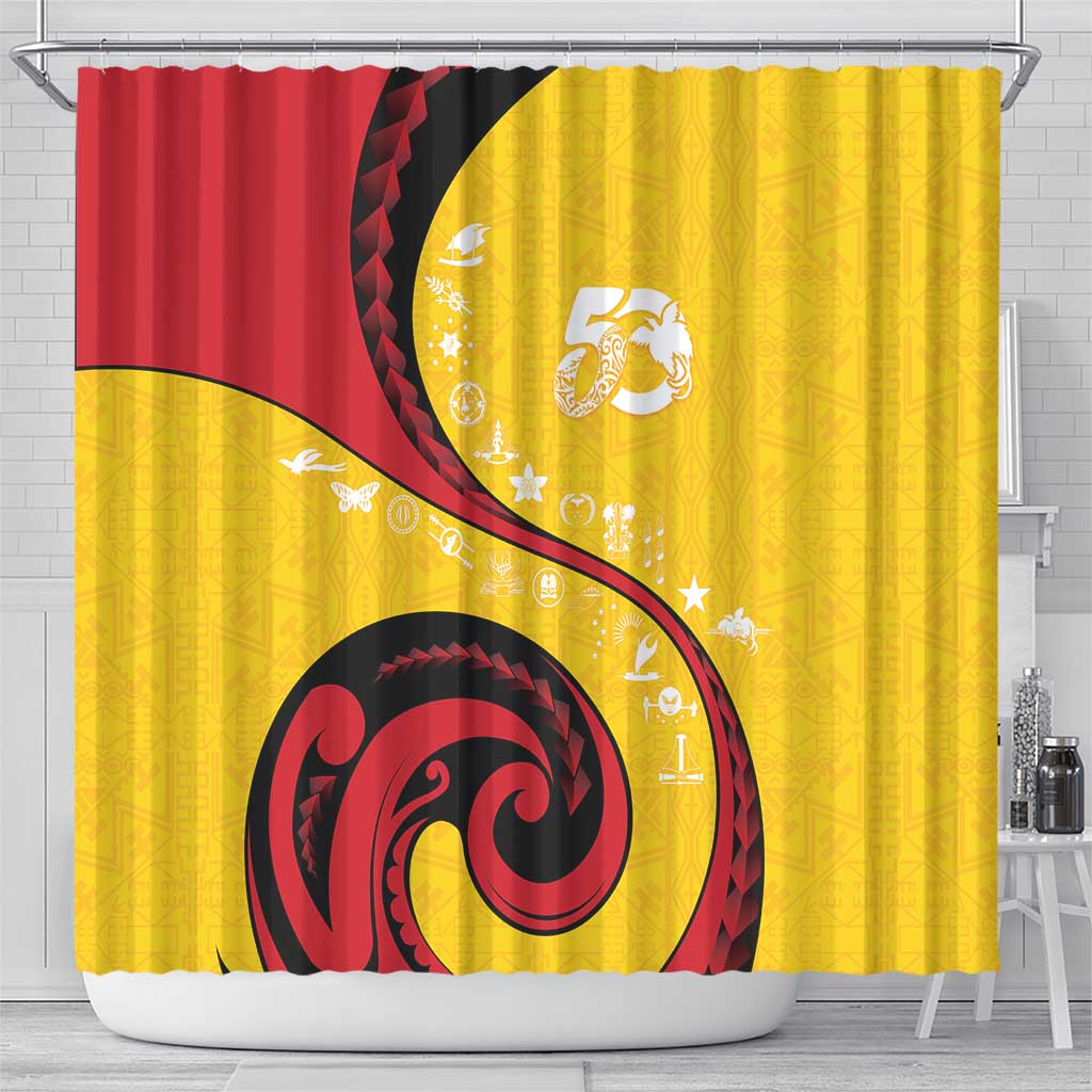 Papua New Guinea 50th Independence Anniversary Shower Curtain Special Style Yellow Version - Polynesian Pride