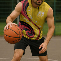 Papua New Guinea 50th Independence Anniversary Sleeveless Hoodie Special Style Yellow Version - Polynesian Pride