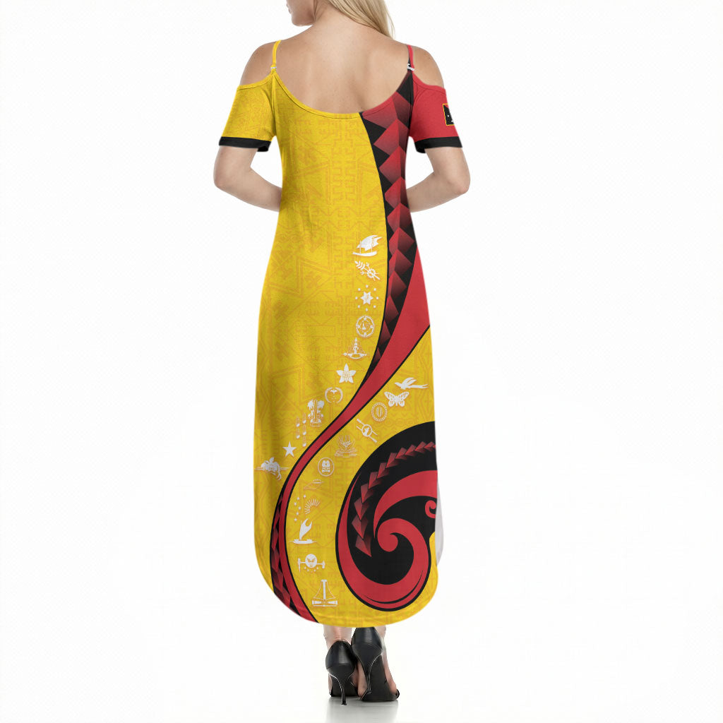 Papua New Guinea Independence Summer Maxi Dress Special Style Yellow Version LT05 - Polynesian Pride